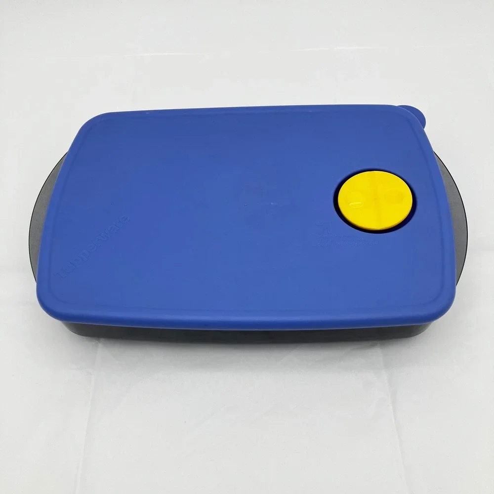 Tupperware Divided Lunch Container CrystalWave 11.5in Blue Vented Lid